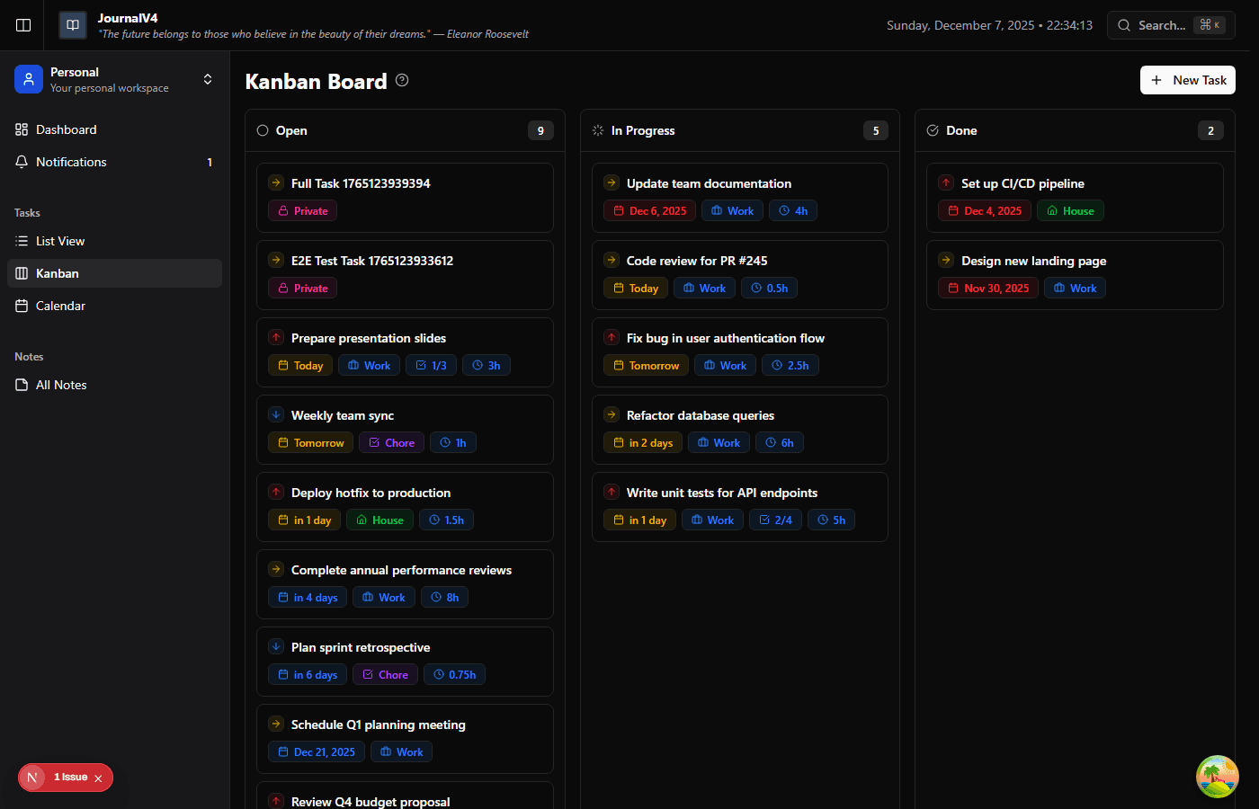 Task Management screenshot
